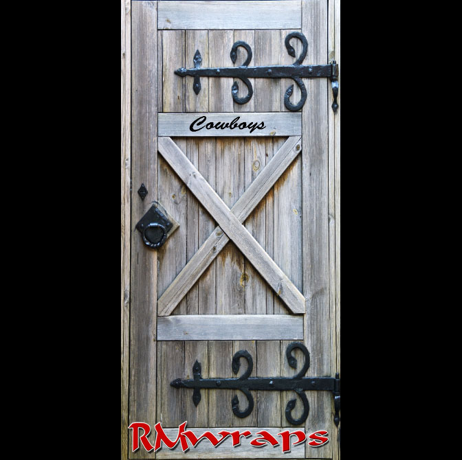 Cowboy Restroom door wraps Rm wraps