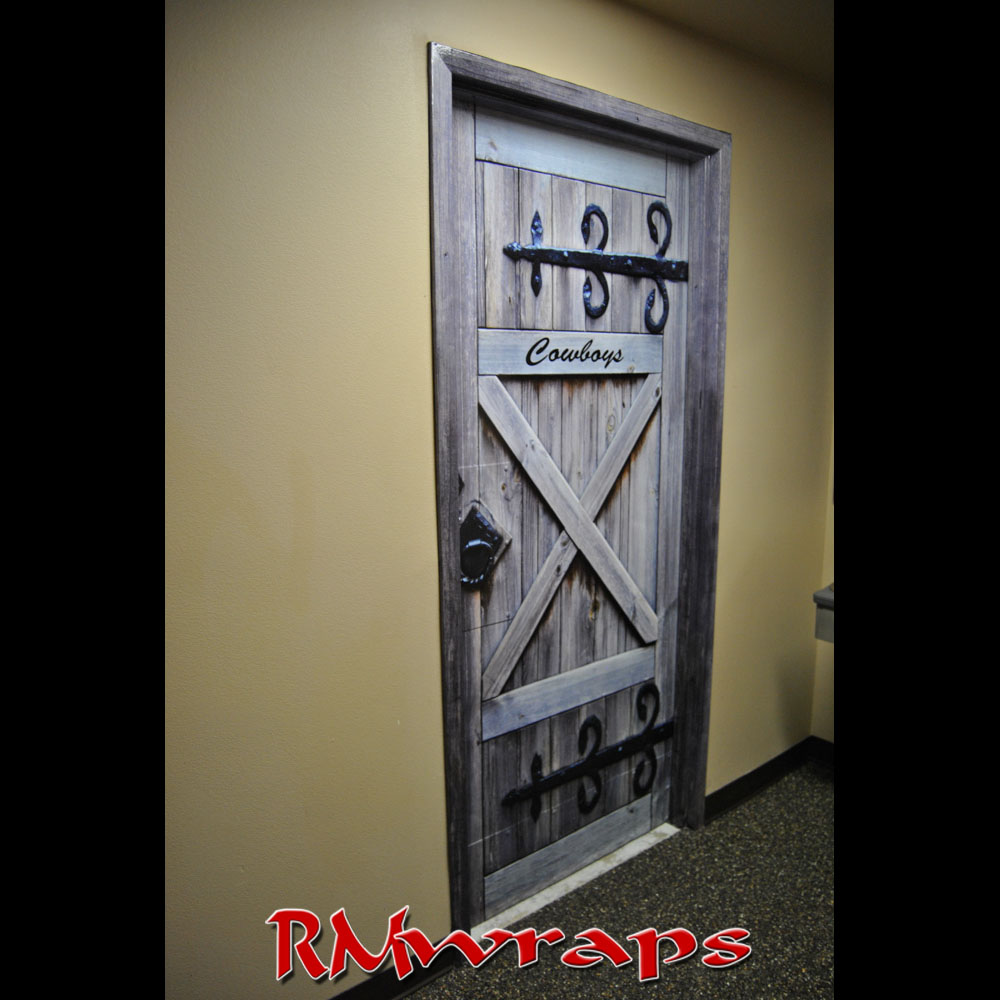 Cowboy Restroom door wraps