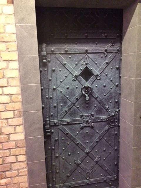 Green metal door wrap
