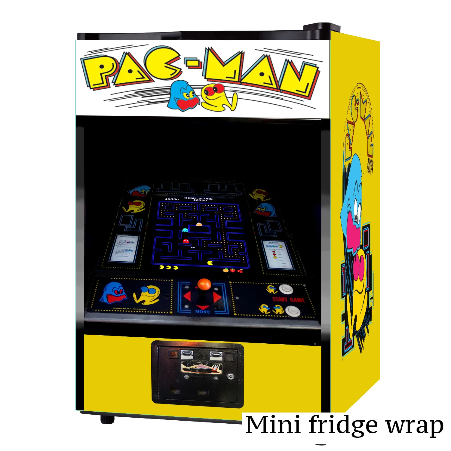 pacman arcade machine mini fridge wrap sticker