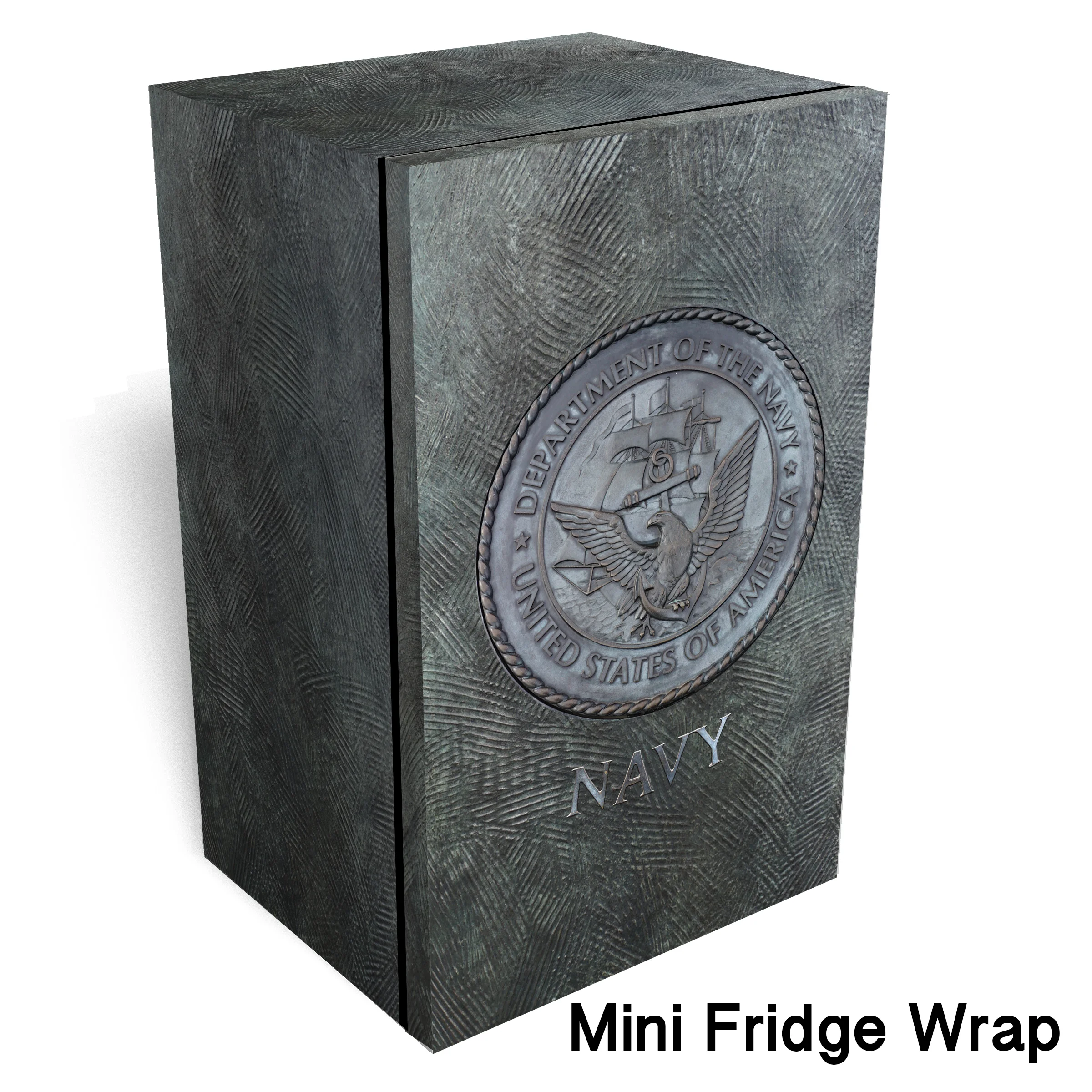 Navy logo metal Mini fridge wrap