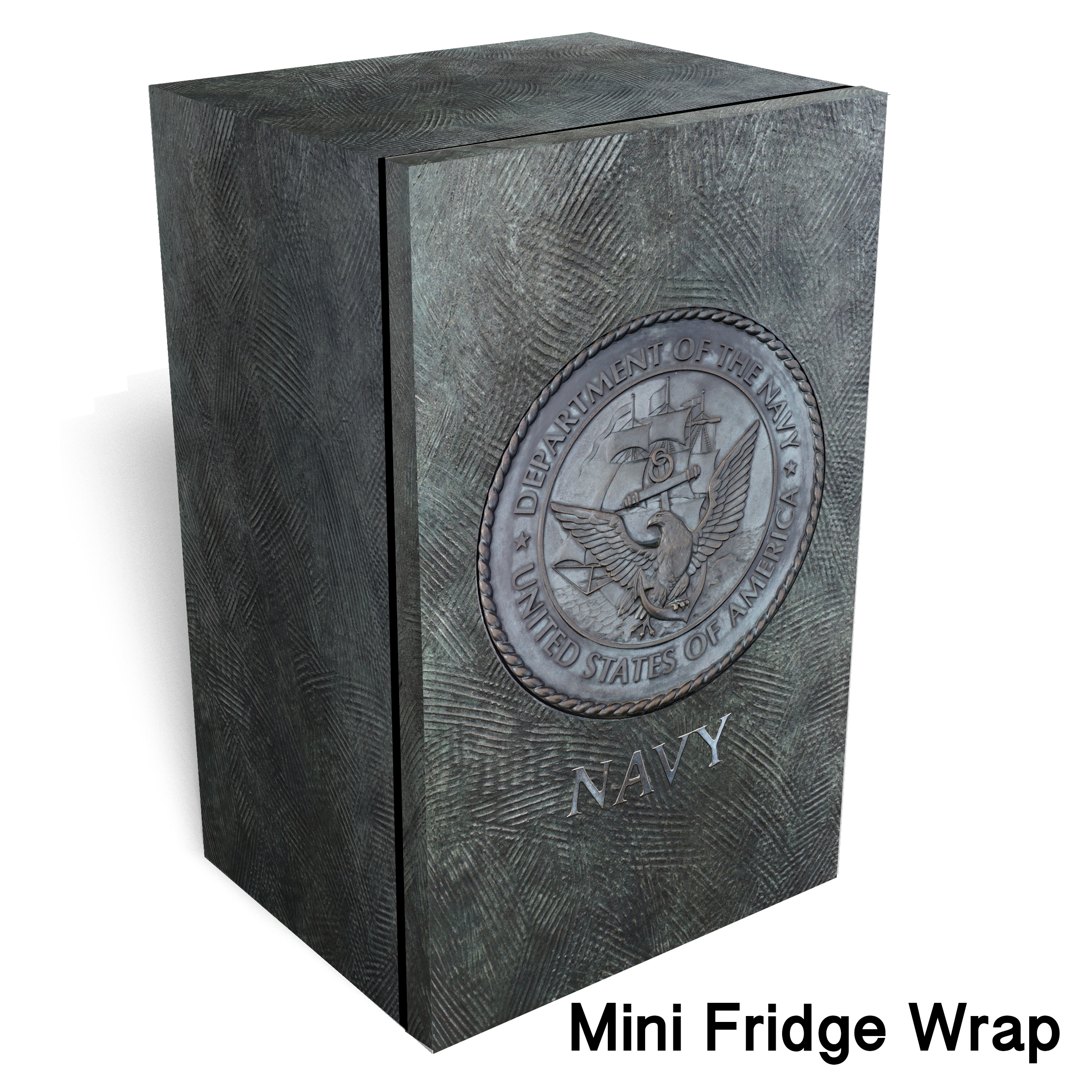 Navy logo metal Mini fridge wrap