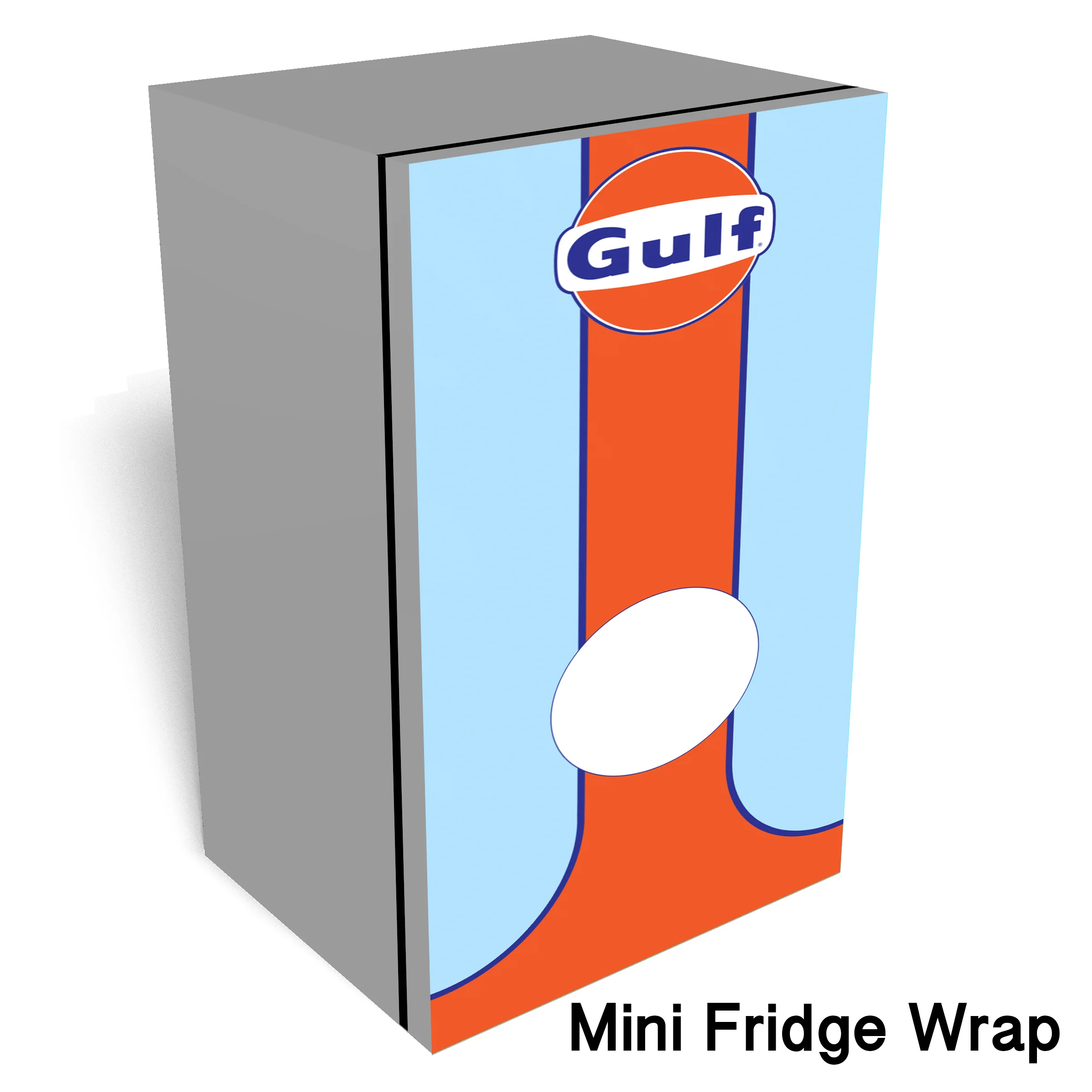 Gulf Race car Mini fridge wrap