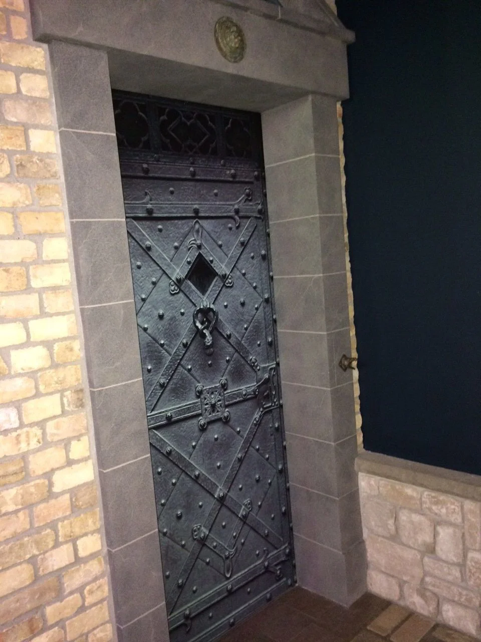 Green metal door wrap