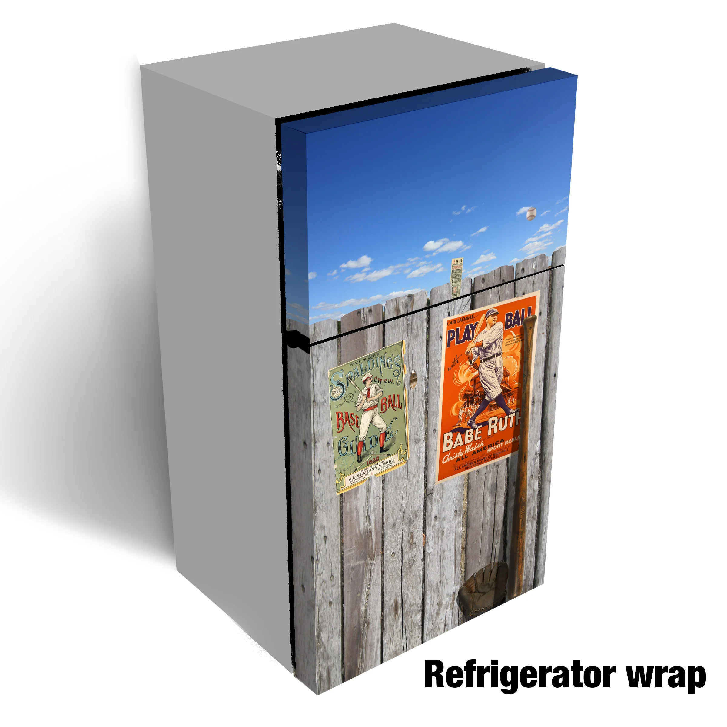 Vintage baseball refrigerator wrap refrigerator wrap