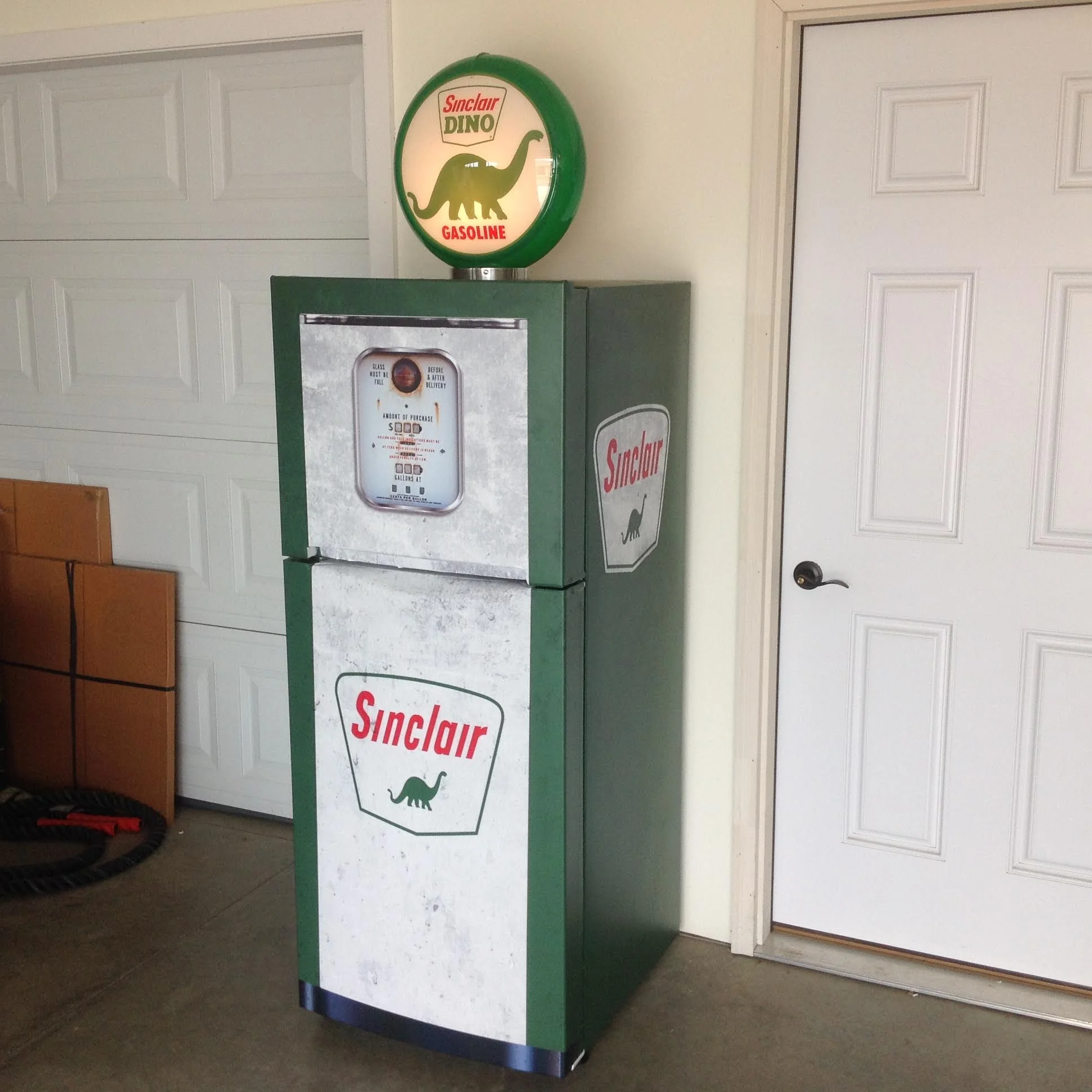 Vintage Gas Pump Sinclair green white refrigerator wrap sticker3