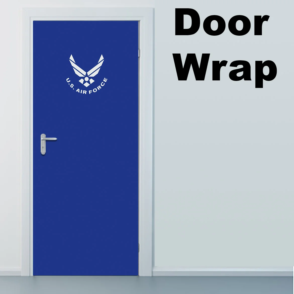Air force blue with logo door wrap Door wrap