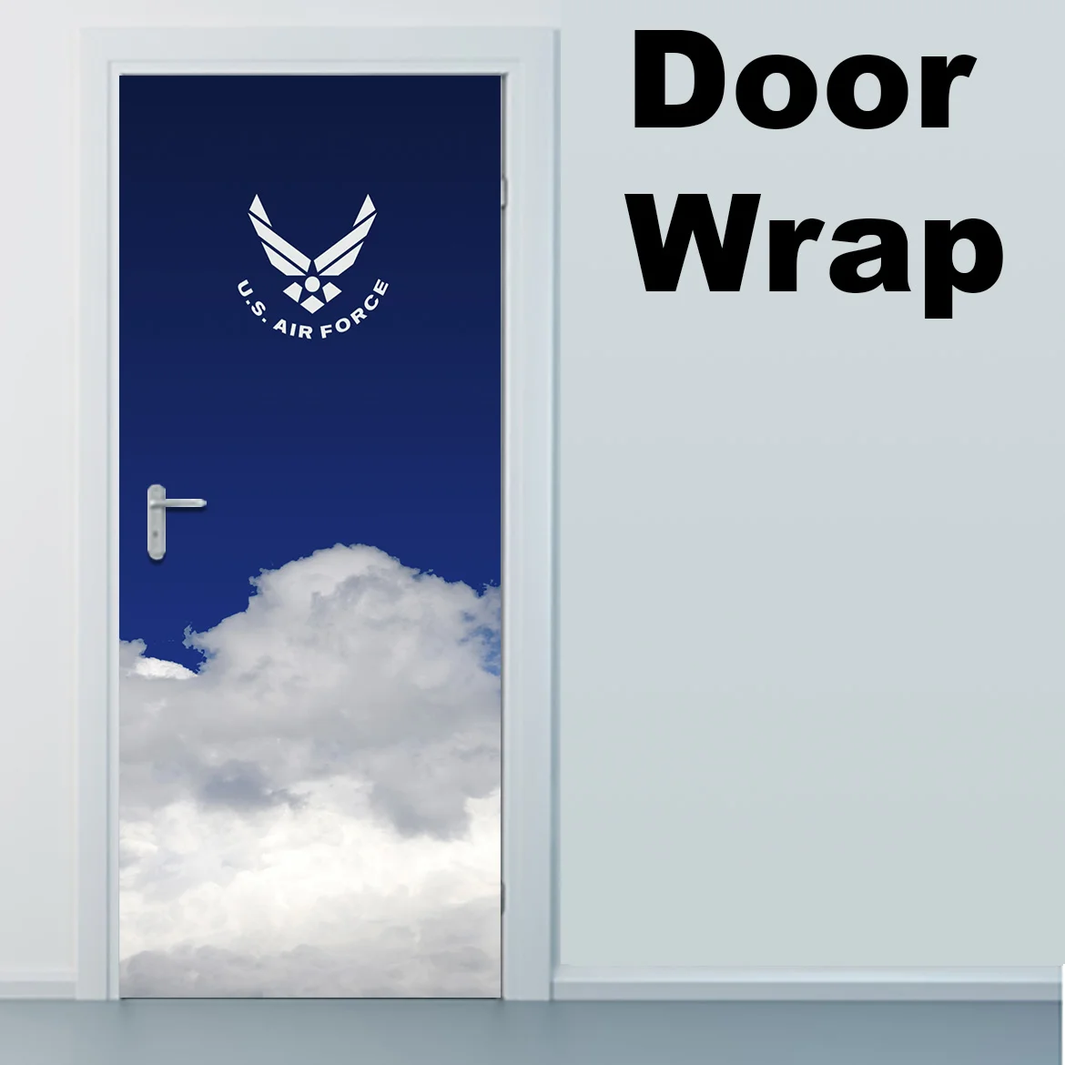 Air force Clouds with logo door wrap