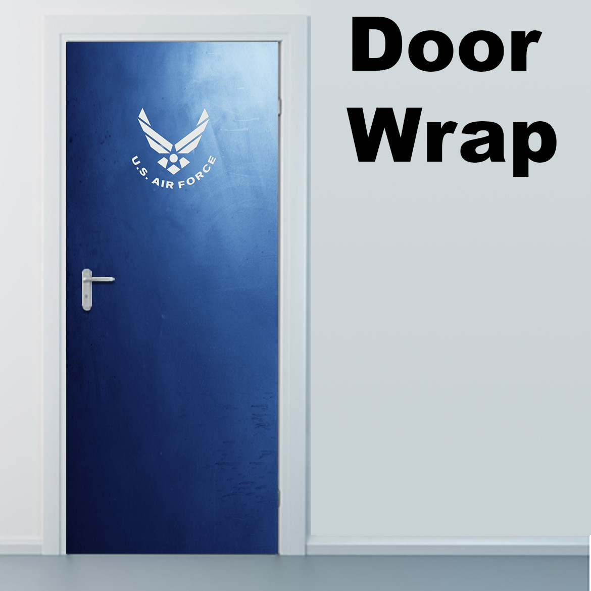 Air force fondo lavagna blu with logo door wrap