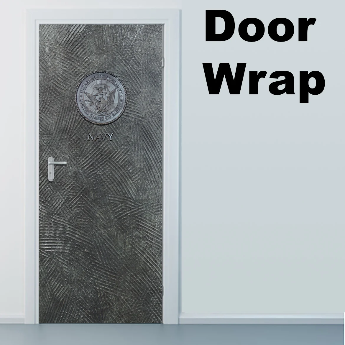 Navy Metal door wrap