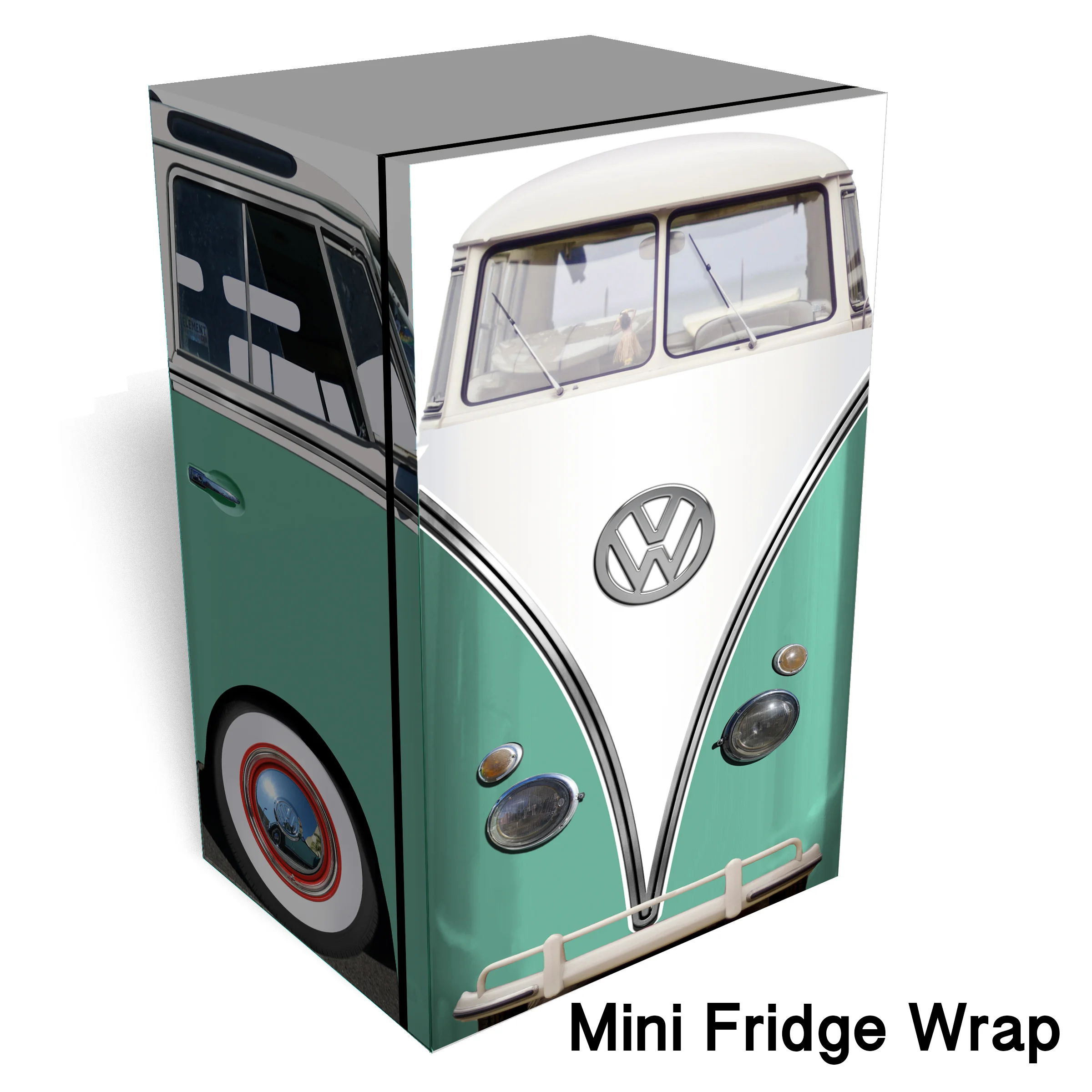 Vw Bus Mint Mini Fridge wrap