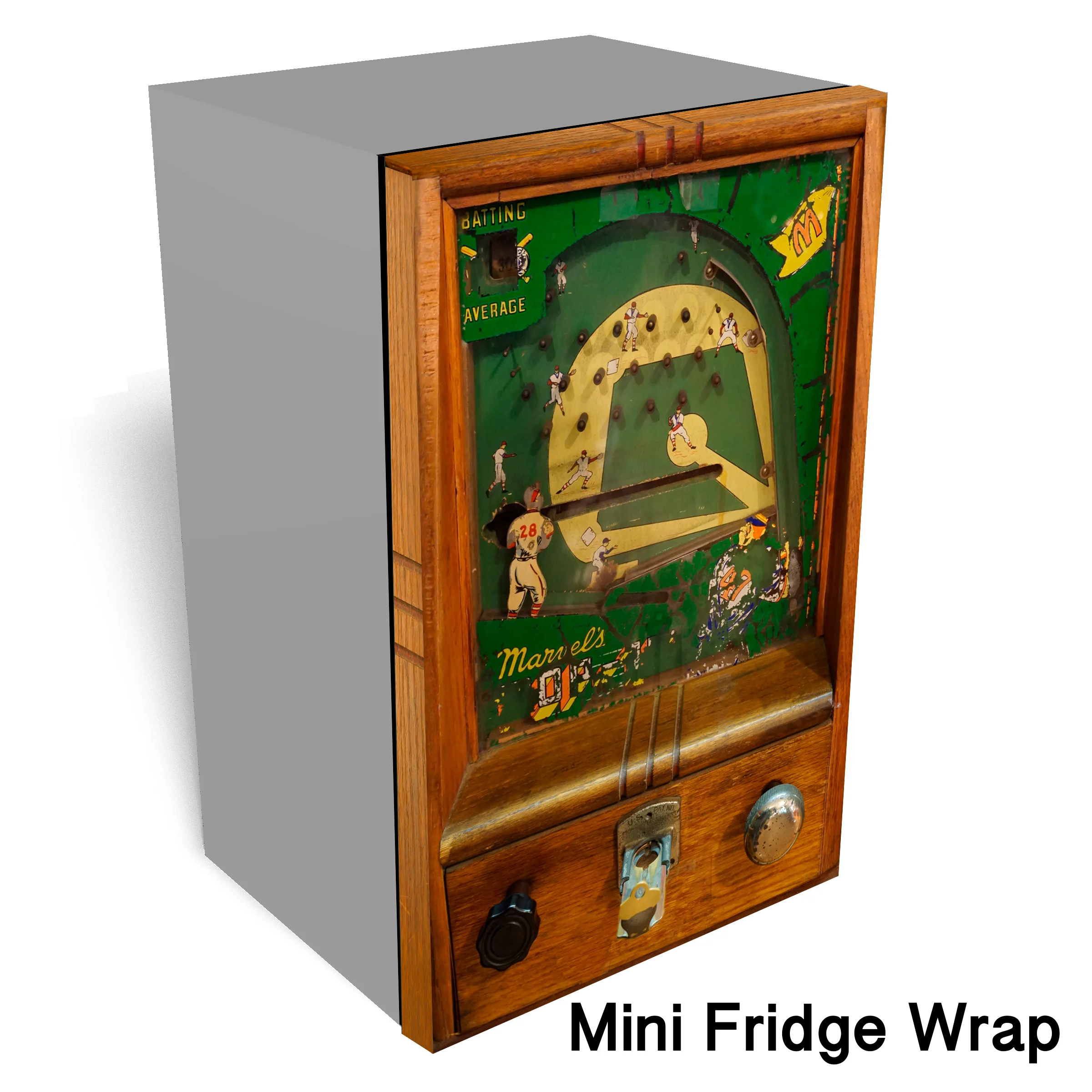 Baseball Vintage Ball Game Mini Fridge Wrap