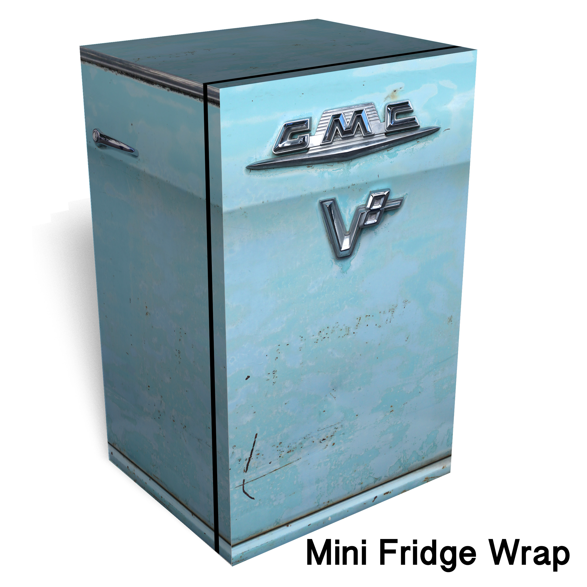 GMC V8 Blue Mini Fridge Wrap