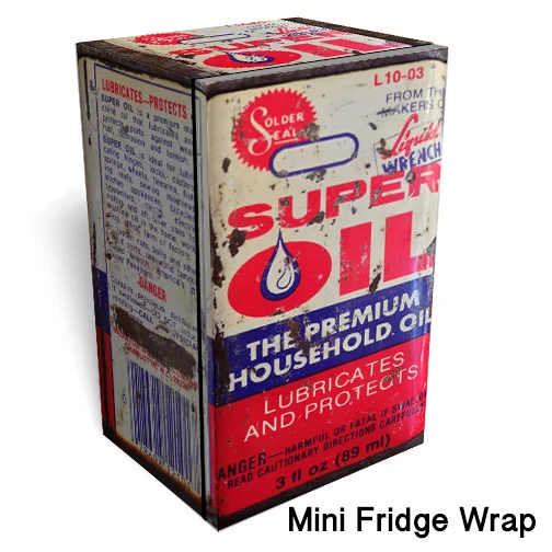 Super Oil Can Mini Fridge Skin