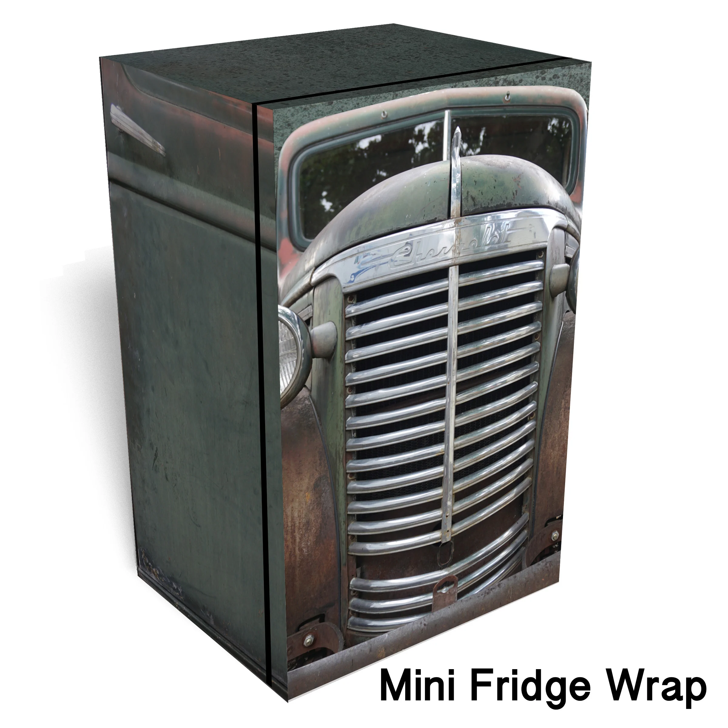 Rustic Green Chevrolet Mini Fridge Wrap