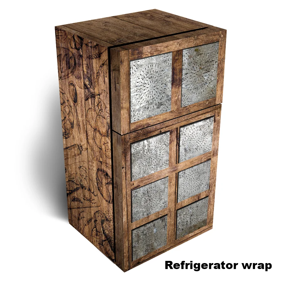 Tin Pie Illustration Wooden Refrigerator Wrap
