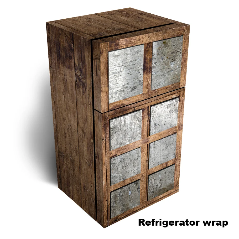 Tin Metal with Wooden Refrigerator wrap