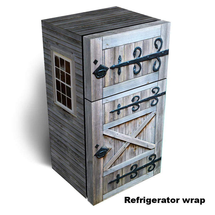 Old Barn Door Refrigerator wrap