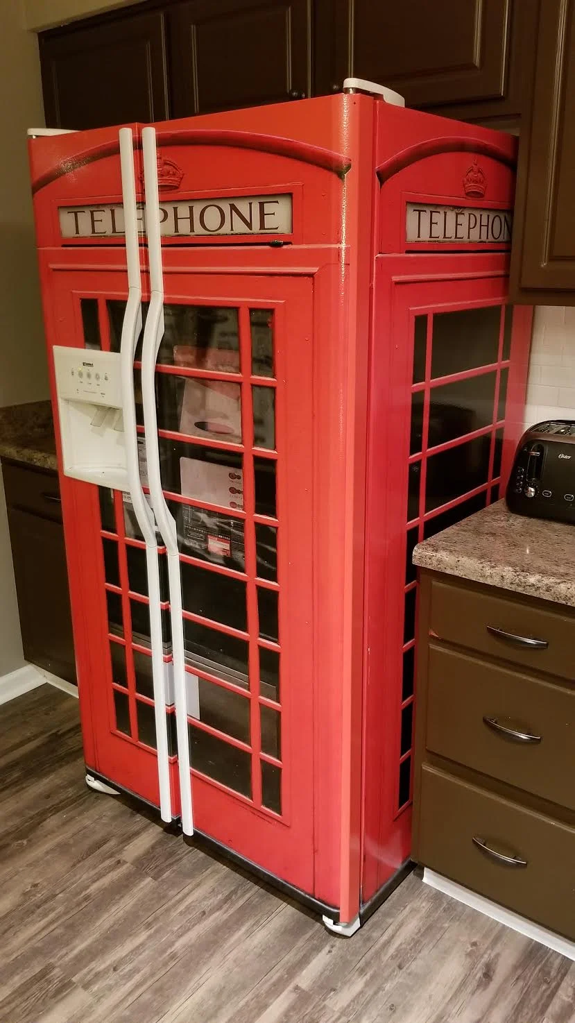 Red Telephone Box Refrigerator wrap Side by side