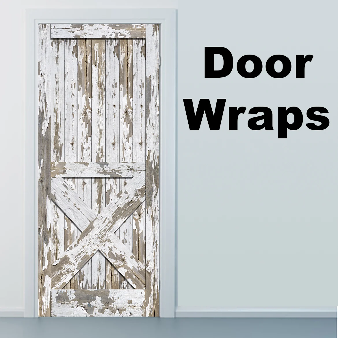 Weathered, White, Barn Door, Wrap, Rm wraps