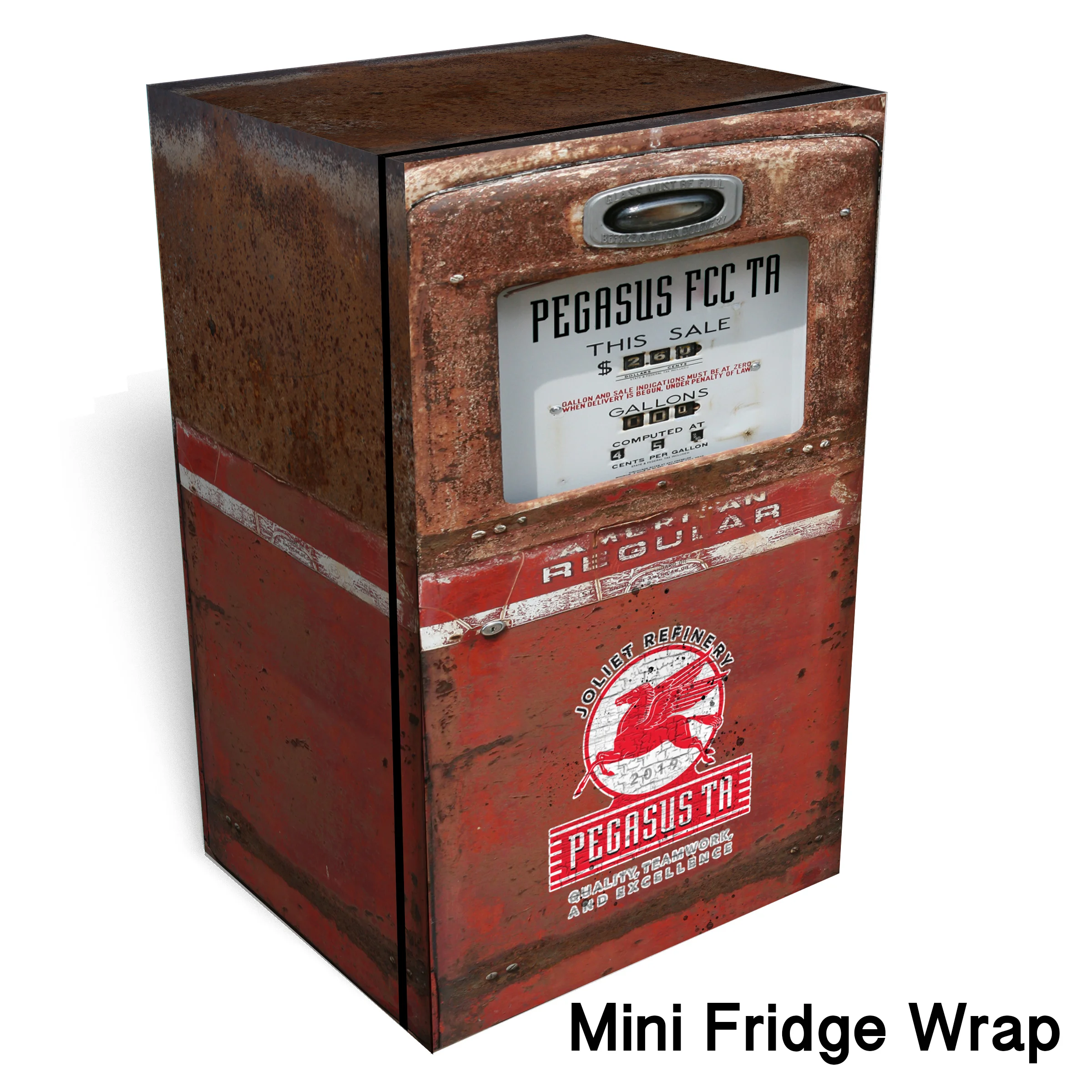 Copy of Mobilgas red Rust Mini Fridge wrap Mini fridge wrap