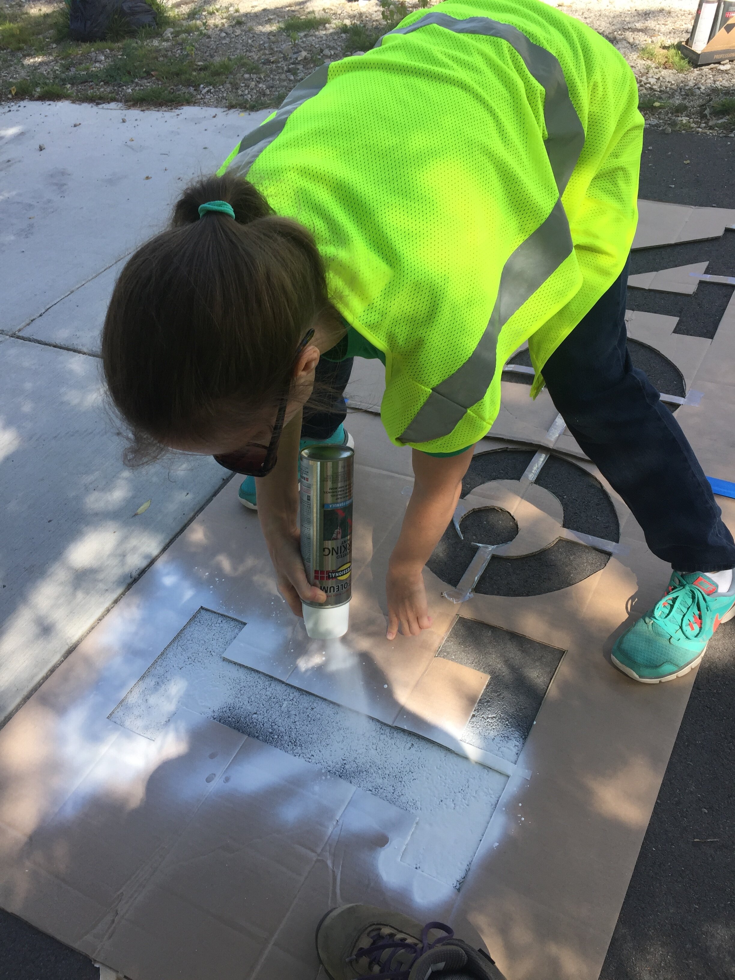  WATS planner, Emily Lake, used marking paint to apply additional safety markings to the B2B trail at N. Freer Road. 