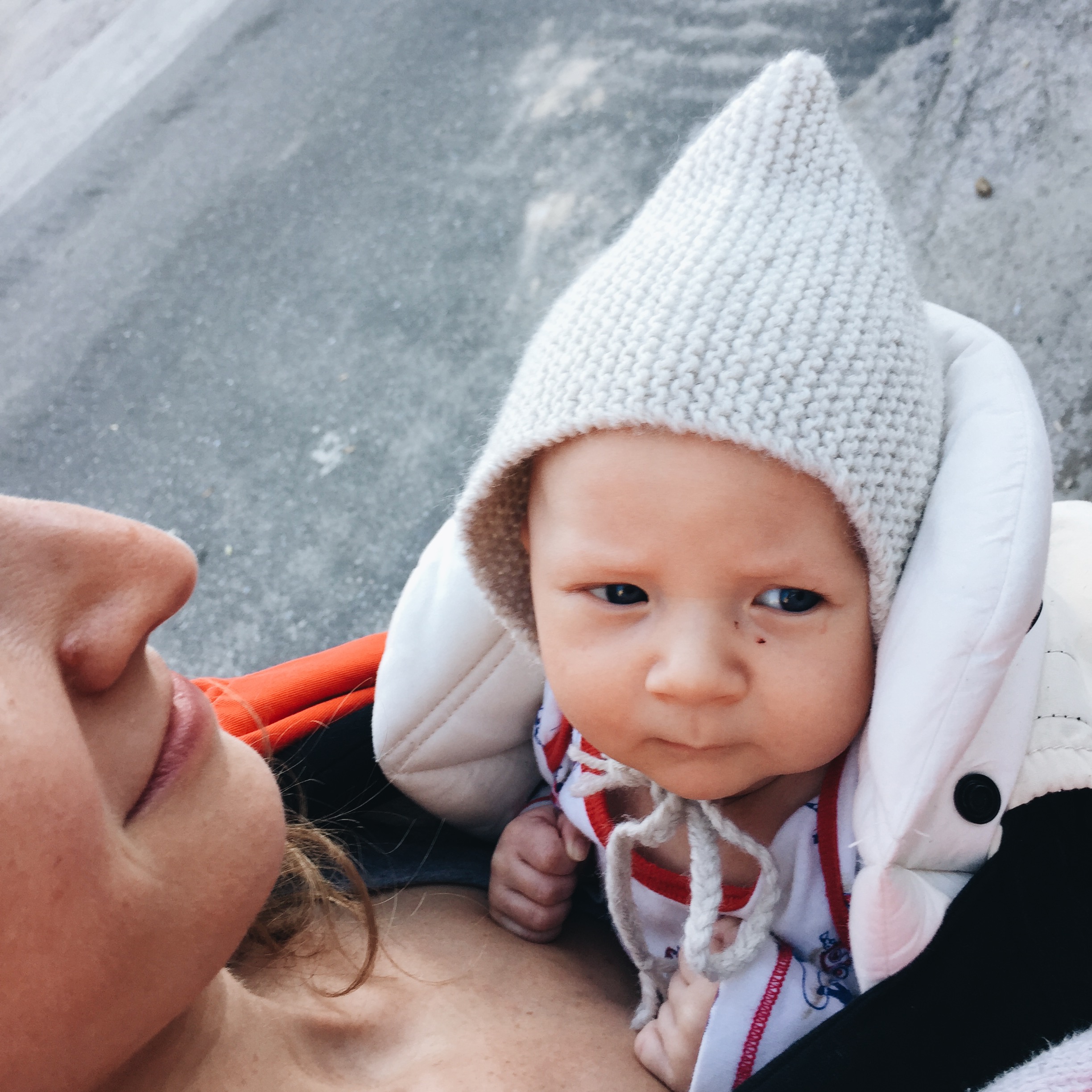 Backpacks go with babywearing! Iphone photo from this fall when he was just a peanut.