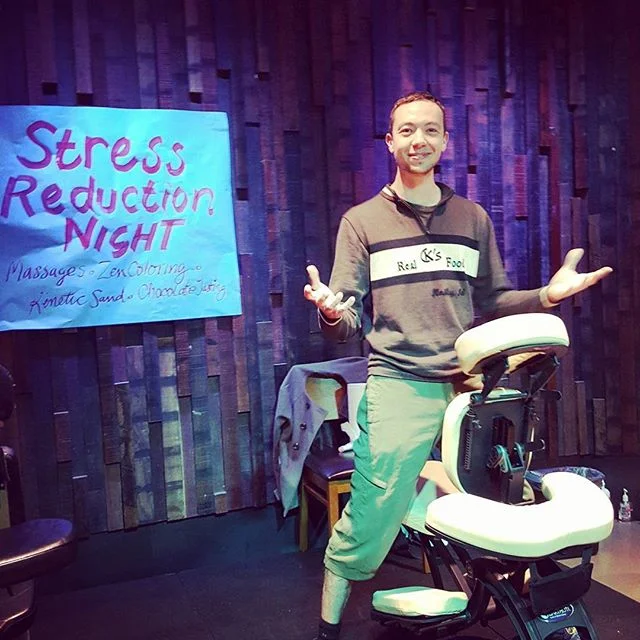 Massage for stress reduction... Love the stress reduction night, should read stress reduction for LIFE, in my opinion. 