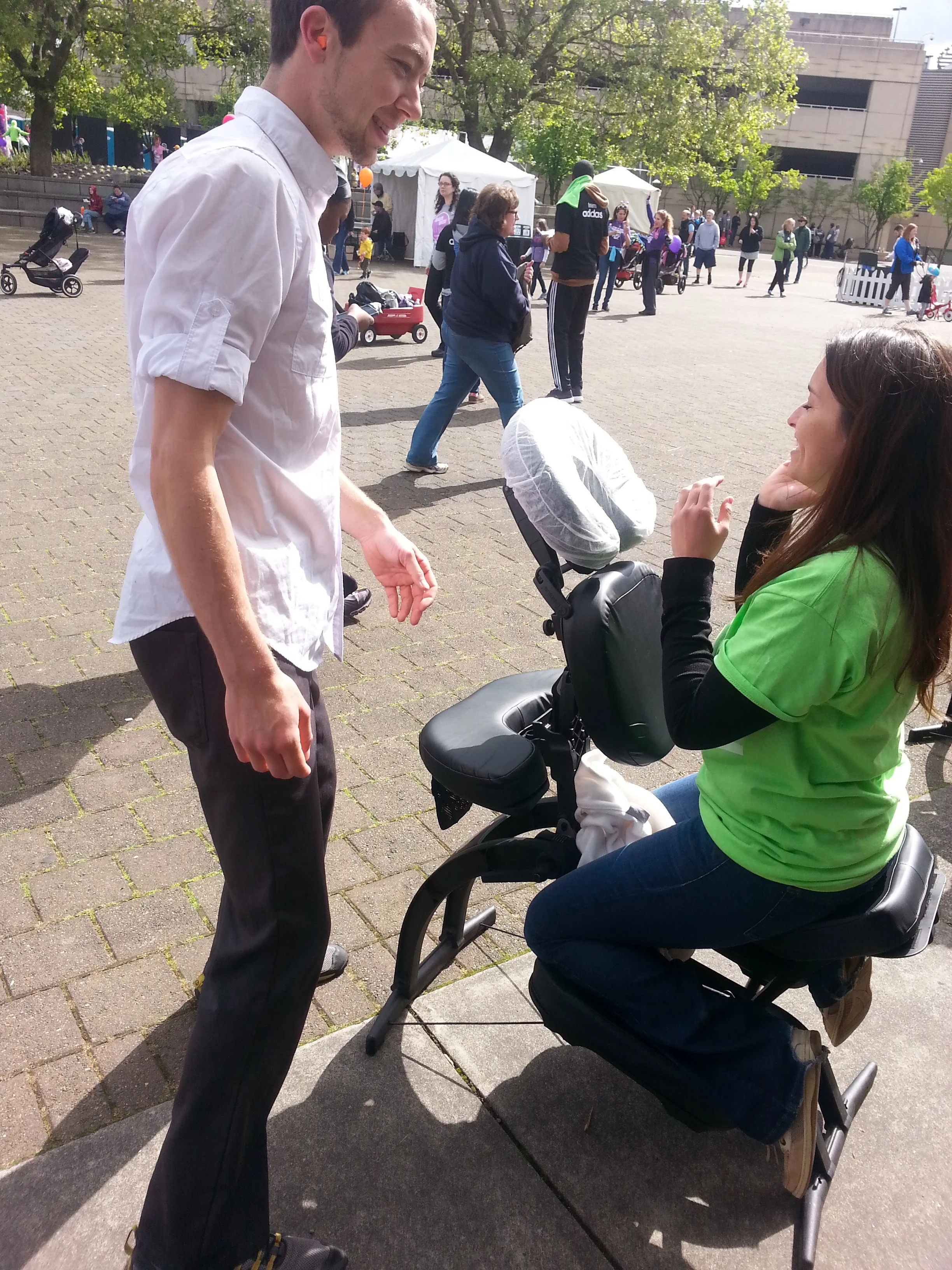 Massage, in public events.