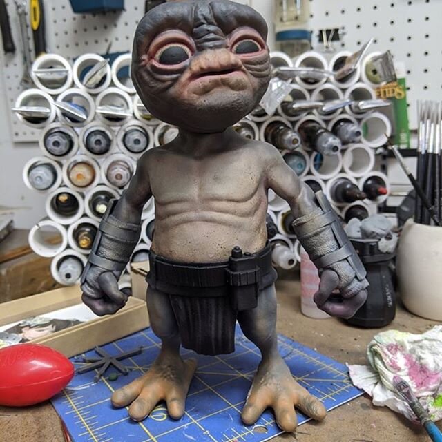 I managed to get Babu's left arm attached and some paint on his tummy yesterday.