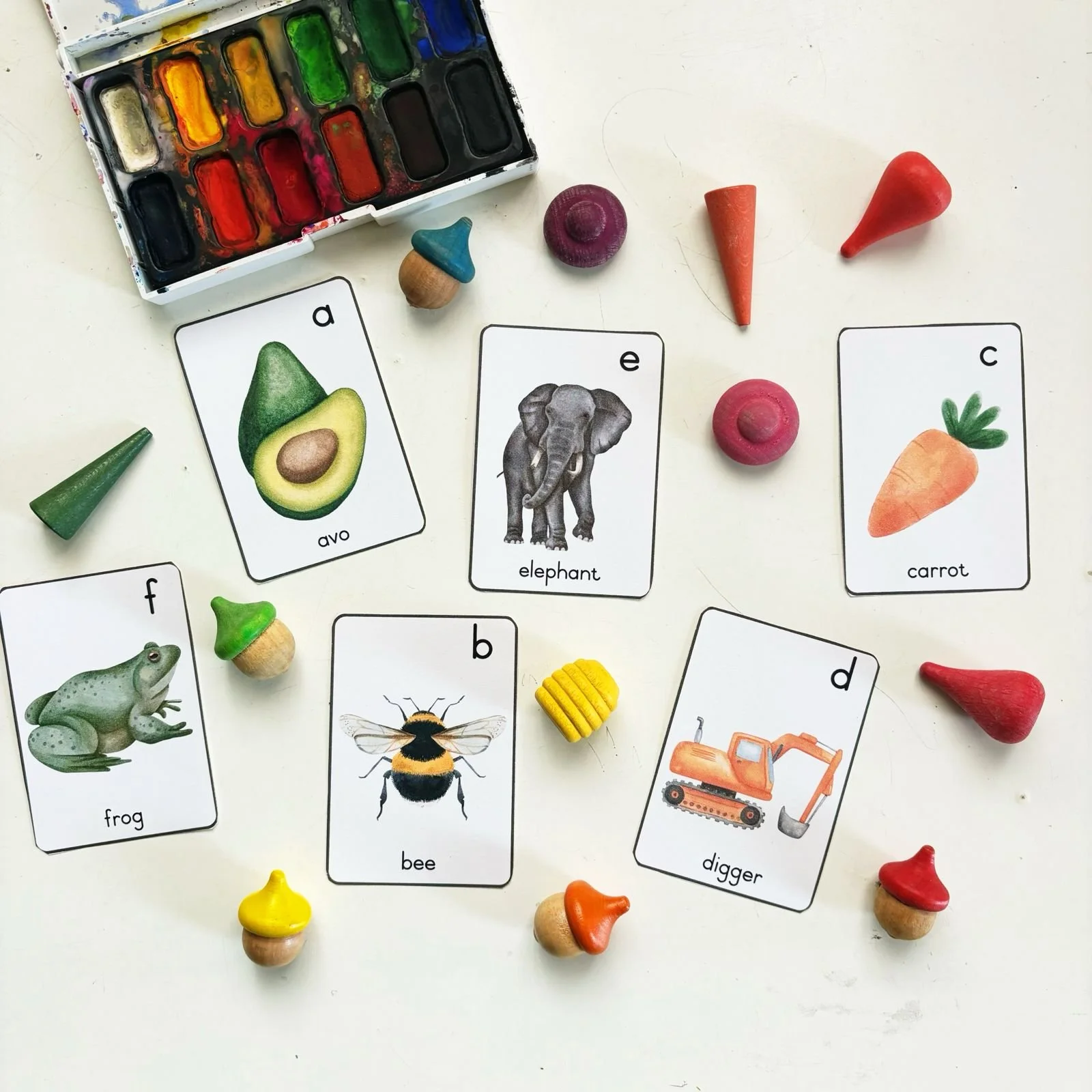 Alphabet Flashcards for sale - PDF printable watercolour flashcards