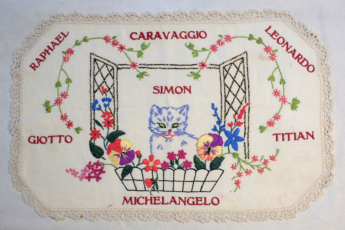 Pantheon , Found doily with embroidery, 2015