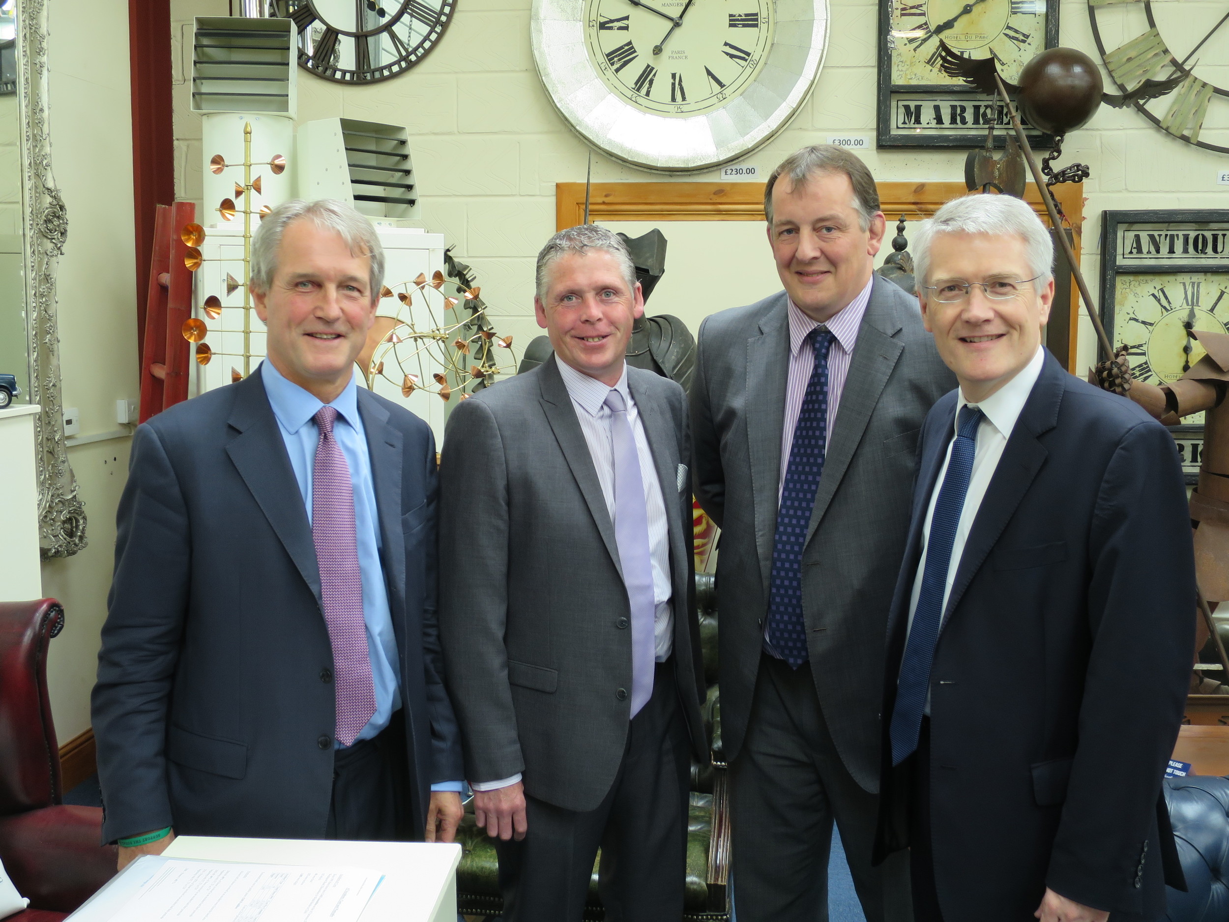 Owen Paterson MP, Cllr Paul Milner - Oswestry Town Mayor, Cllr Steve Charmley - Deputy Leader of Shropshire Council, Andrew Jones MP