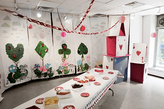 92Y Art Center. Summer Art Quest exhibit. Theme: Children's Literature. including Alice in Wonderland.