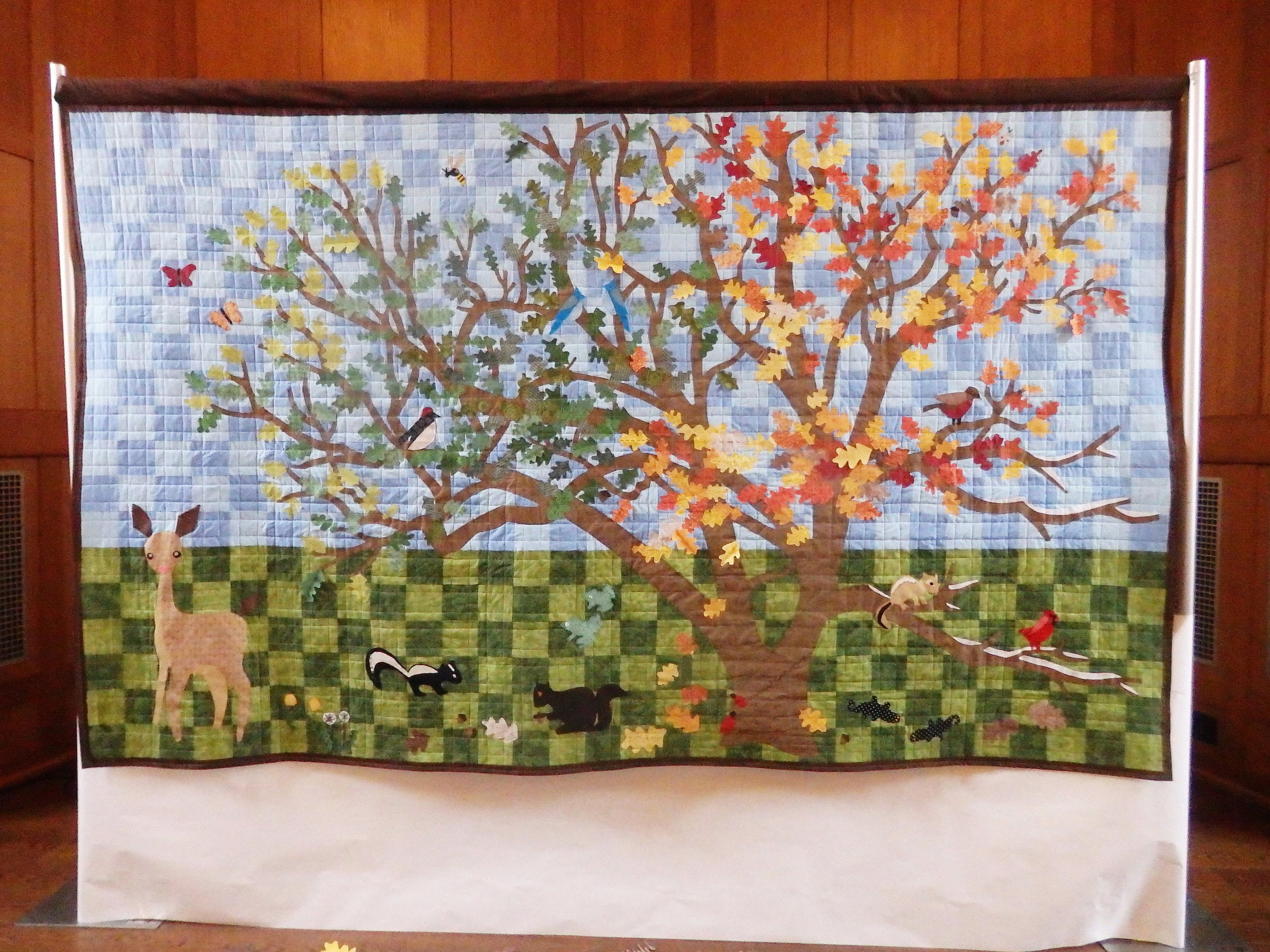 Community Quilt made by students of Hackley Lower School K-4th, including faculty, staff, parents and administration.