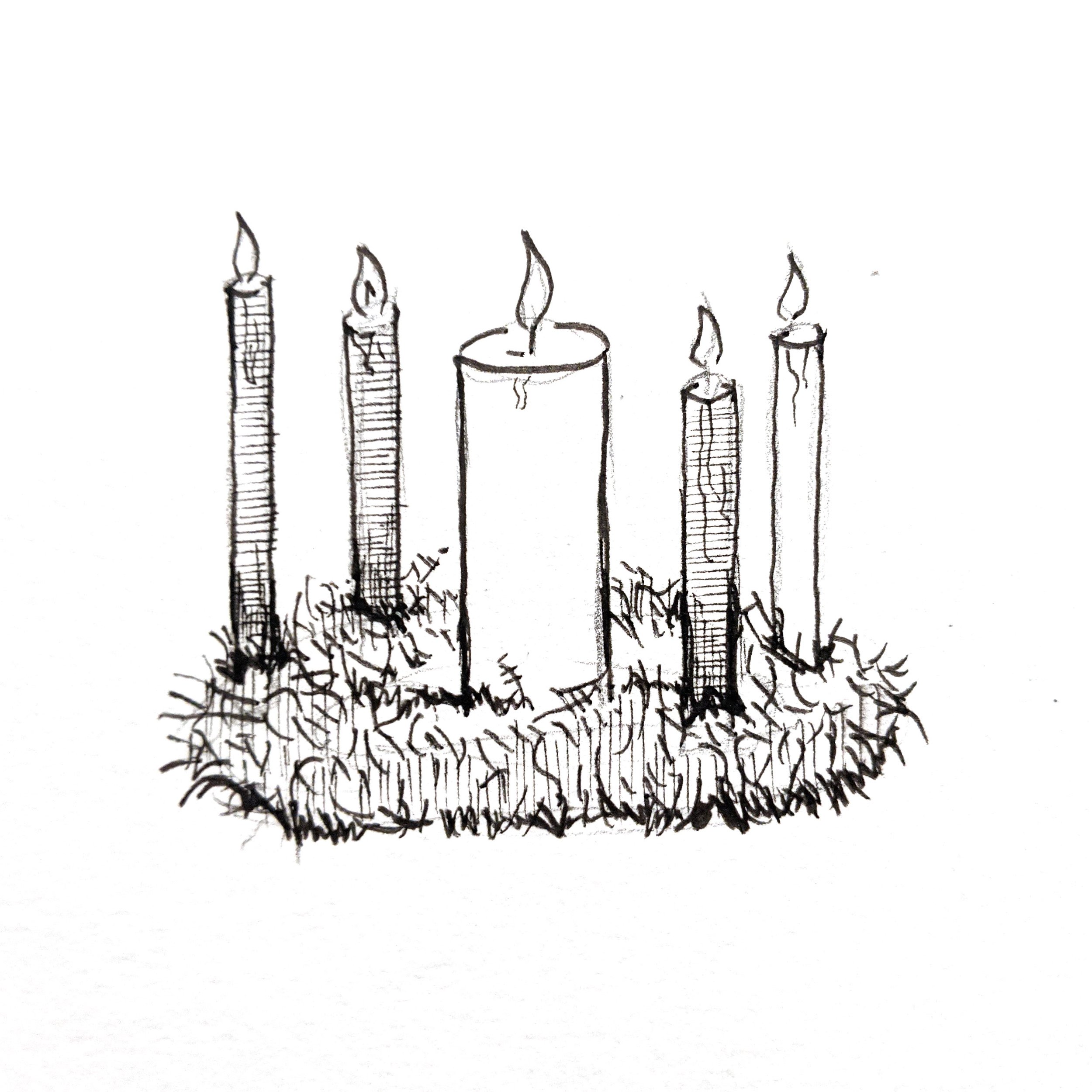 Realistic hand drawn advent wreath design Vector Image