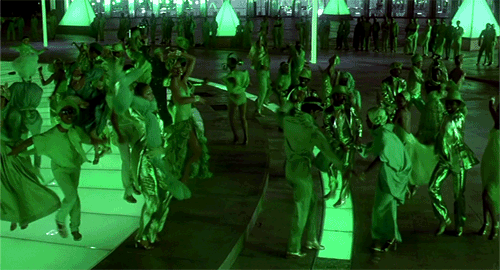The celebration scene from THE WIZ! Diana Ross as Dorothy? Michael Jackson as the Scarecrow? The final celebration an emerald disco party? MAGIC INDEED!