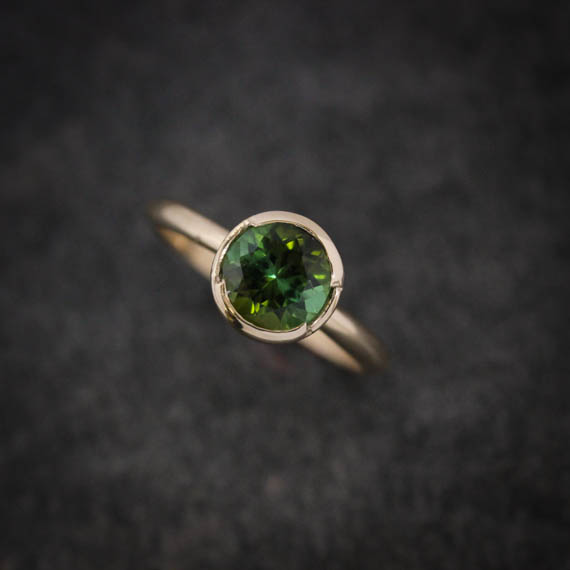This One of a Kind Green Tourmaline and 14k Yellow Gold Ring is available for sale here Ready to Ship in a Size 6.