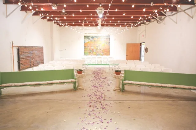The space set up for a wedding ceremony