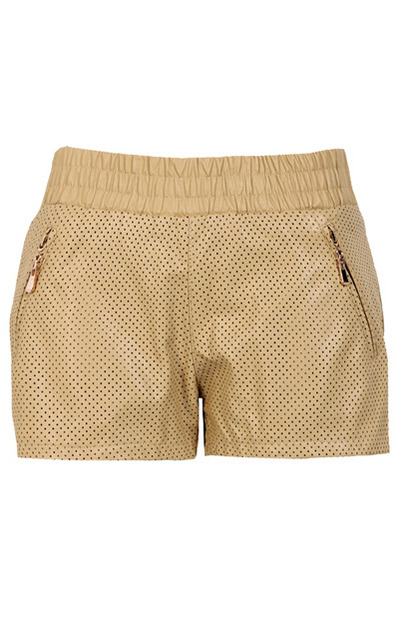  Boohoo Patsey Perforated Leather Look Hotpants $40.