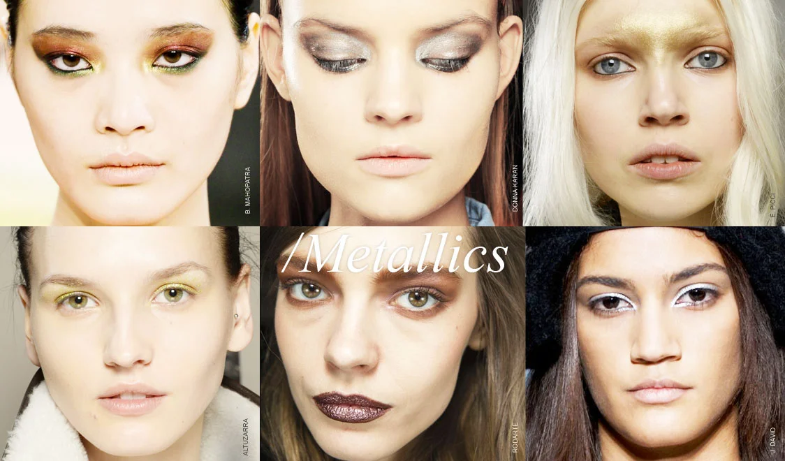 Jewel tones reflect in may hues, with one color making the eyes glisten with romance. This is a must for the festive season, from warm bronze to a sultry taupe. With all is metallic pops we must juxtapose the shine with matte skin to draw attention sparkling wonder. 