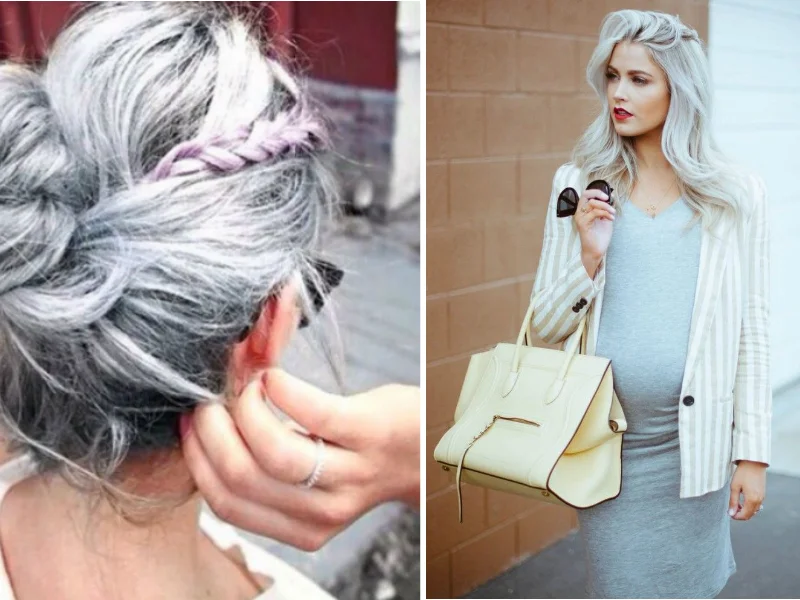 7. ‘Granny’s hair’ includes all the ’50 shades of gray’ and all of them are trendy: violet gray, cold&warm still, blue metallic, deep platinum, snow-white silver. Do not hesitate to experiment.