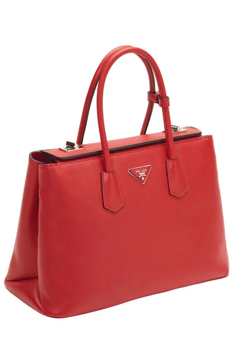 Prada Saffiano Twin Bag, $2,950.00, Select Prada Boutiques, prada.com . COURTESY PRADA