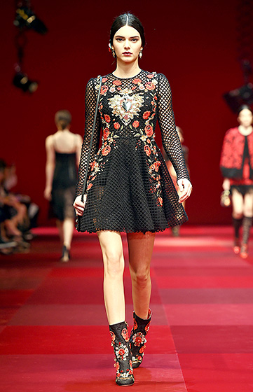  Credit: Venturelli/WireImage) The Dolce & Gabbana runway show was one of the model’s biggest highlights to date. The star closed out the show in a white button-up top and strawberry-hued hot pants on Sept. 21, in Milan.