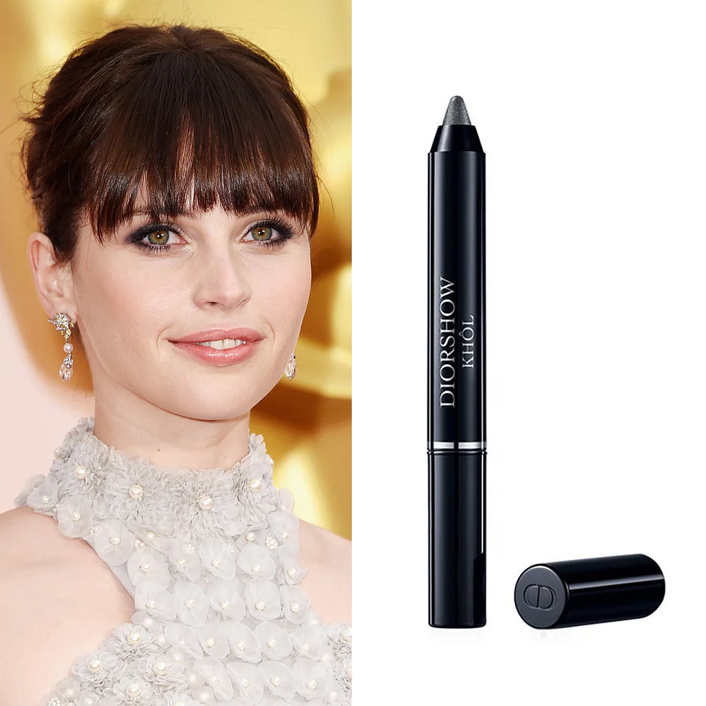 Image Source: Getty Felicity Jones at the Oscars Felicity's smoky eye was the perfect balance between feminine and sexy. Makeup artist Sabrina Bedrani focused the Diorshow Khol Stick ($32) in Smoky Black along the outer corners of the eyes to keep the liner from becoming too heavy.