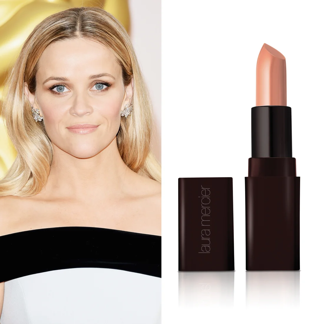 Reese Witherspoon at the Oscars Makeup artist Molly R. Stern used Laura Mercier Creme Smooth Lip Colour in Peche ($35) on Reese's lips to create the perfect bright nude. Image Source: Getty Read More Oscars Beauty Celebrity Beauty Award Season Beauty Shopping Oscars Golden Globe Awards Laura Mercier Red Carpet Reese Witherspoon