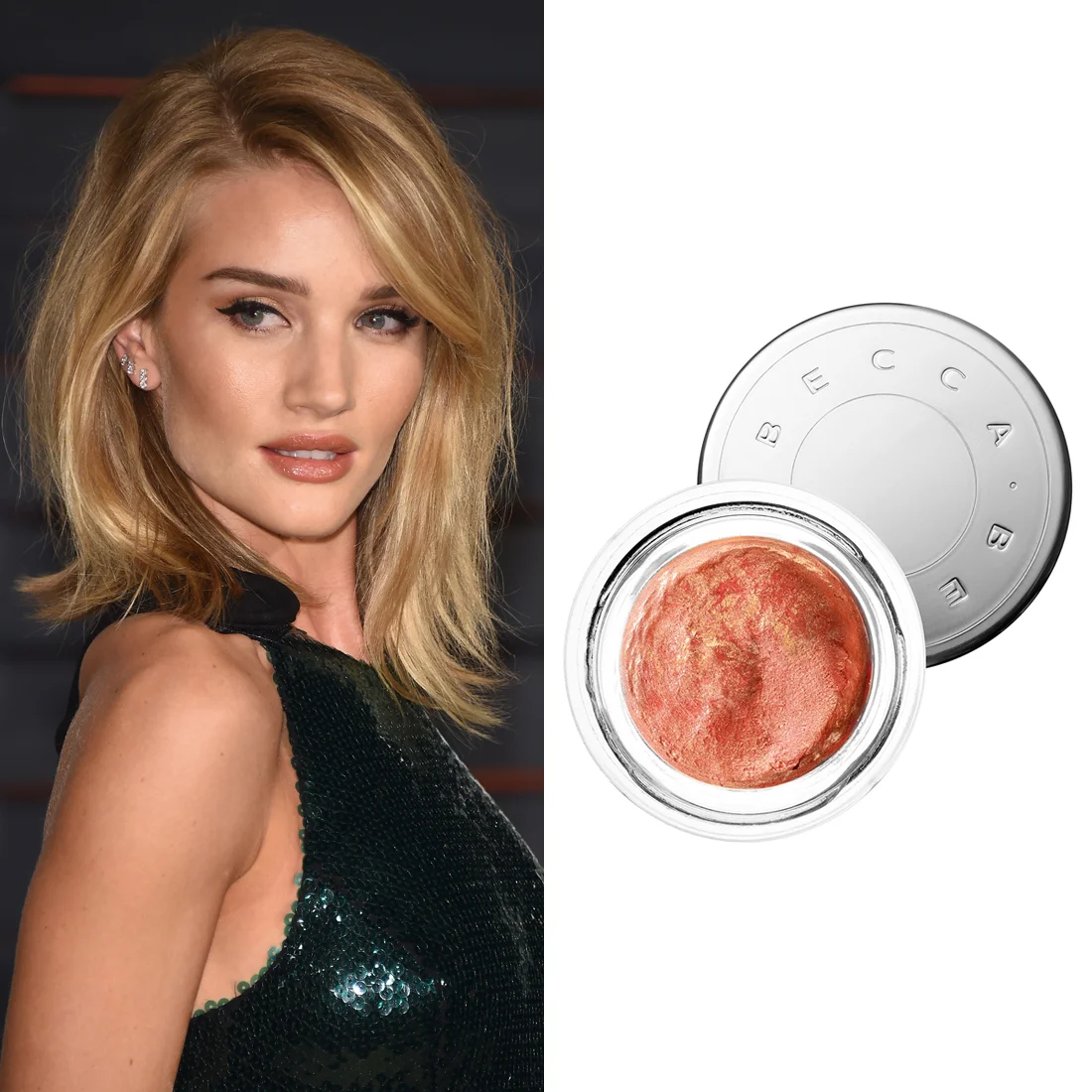 Rosie Huntington-Whiteley at the Oscars Becca Beach Tint Shimmer Souffle in Guava/Moonstone ($45) is the product makeup artist Monika Blunder used to give Rosie a radiant glow on the Vanity Fair Oscars party red carpet. Image Source: Getty Read More Oscars Beauty Celebrity Beauty Award Season Beauty Shopping Oscars Golden Globe Awards Becca Cosmetics Rosie Huntington-Whiteley Red Carpet