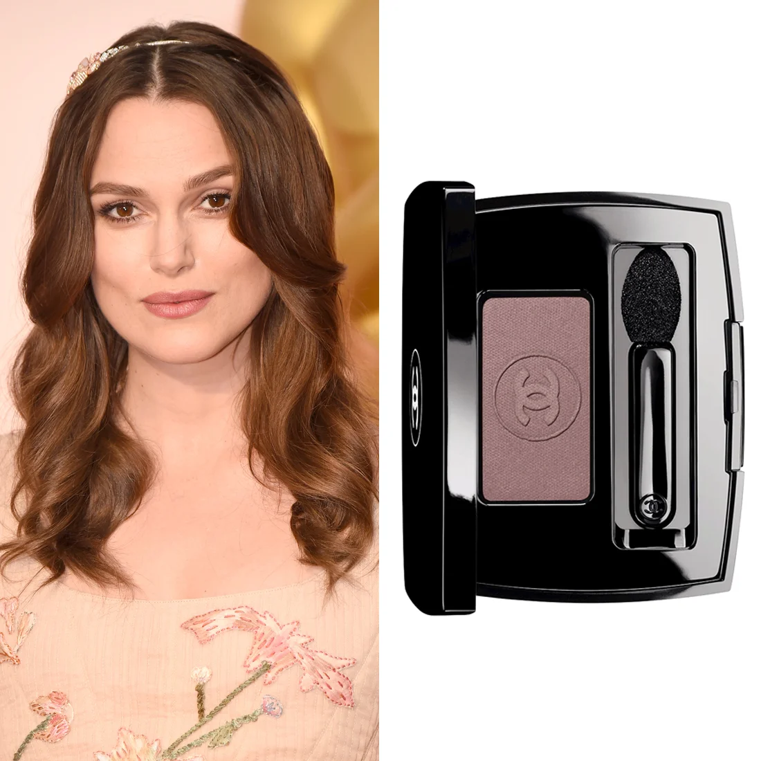 Keira Knightley at the Oscars Makeup artist Kate Lee accentuated Keira's natural pregnancy glow with a mauve eye contour. She used Chanel Soft Touch Eye Shadow in Hasard ($44) to give her eye colour extra depth on the Oscars red carpet. Image Source: Getty Read More Oscars Beauty Celebrity Beauty Award Season Beauty Shopping Oscars Golden Globe Awards Chanel Keira Knightley Red Carpet