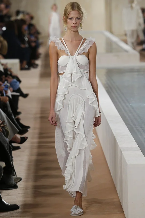 Balenciaga Ruffles on the catwalk: Balenciaga's frilled evening gown.