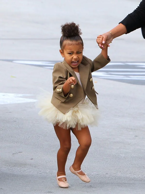 Kim Kardashian ’s daughter looked as cute as ever when she rocked a mini tutu with a stylish Balmain blazer! But once she stepped outside, she showed off her sassy side to photographers!